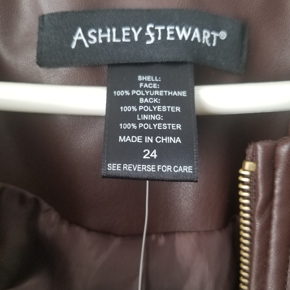 Sz 24 Ashley Stewart Peplum Faux Leather Jacket - Picture 6 of 12